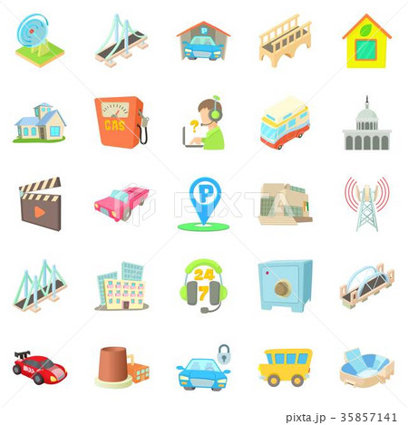 Burg icons set, cartoon style 35857141