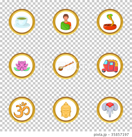India tradition icon set, cartoon style 35857197