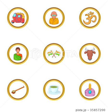 Travel india icon set, cartoon style 35857200