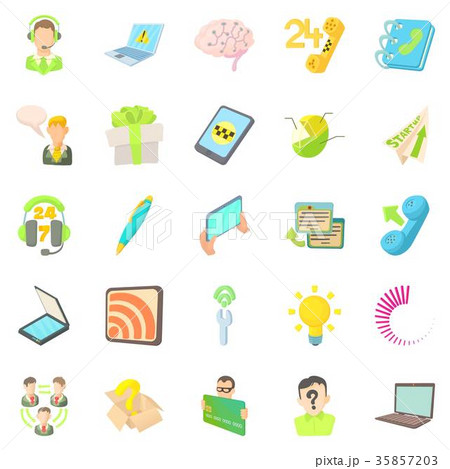 Mobile telecommunications icons set, cartoon style 35857203