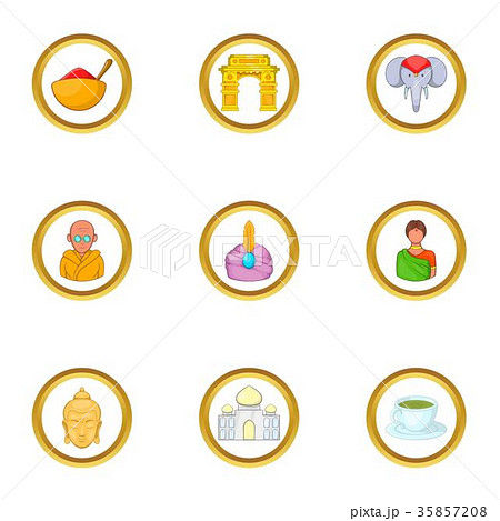 India country icon set, cartoon style 35857208