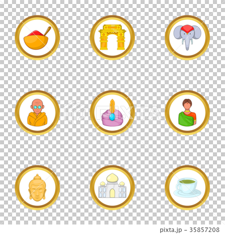 India country icon set, cartoon style 35857208