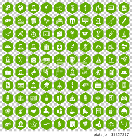 100 team building icons hexagon green 35857217