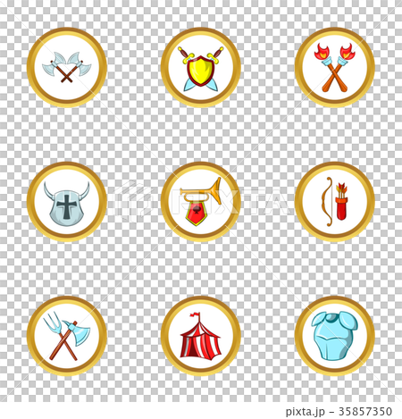 Medieval war icon set, cartoon style Medieval war icon set, cartoon style 35857350