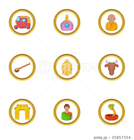 India tourist icon set, cartoon style 35857354