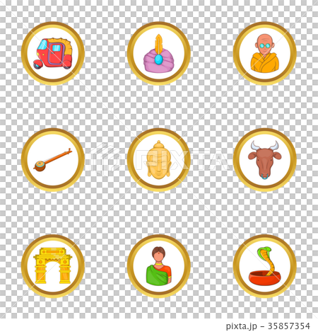 India tourist icon set, cartoon style 35857354