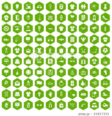 100 t-shirt icons hexagon green 35857355