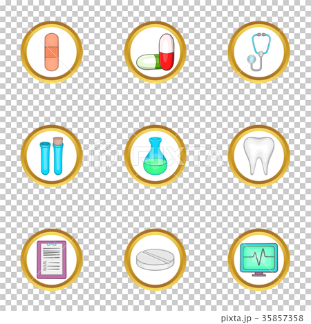 Medicine icon set, cartoon style Medicine icon set, cartoon style 35857358
