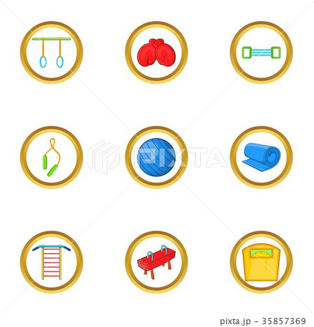 Fitness icon set, cartoon style 35857369