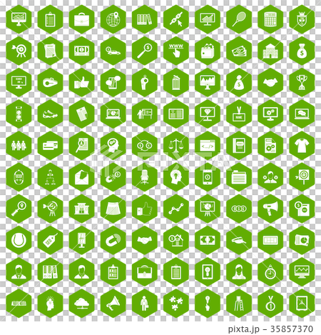 100 partnership icons hexagon green 35857370