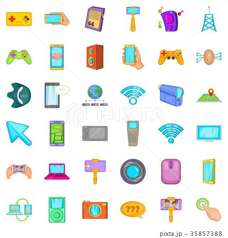Web mobile icons set, cartoon style 35857388