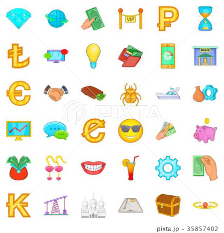Wealth icons set, cartoon style Wealth icons set, cartoon style 35857402