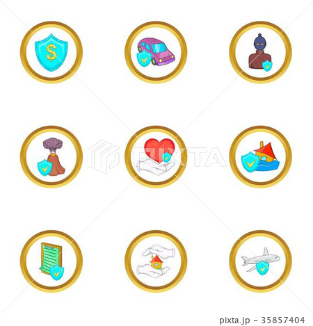 Life insurance icon set, cartoon style 35857404