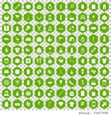 100 woman icons hexagon green 100 woman icons hexagon green 35857406