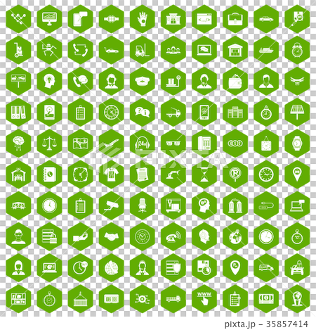 100 working hours icons hexagon green 100 working hours icons hexagon green 35857414