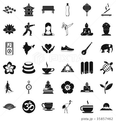 Yoga icons set, simple style Yoga icons set, simple style 35857462
