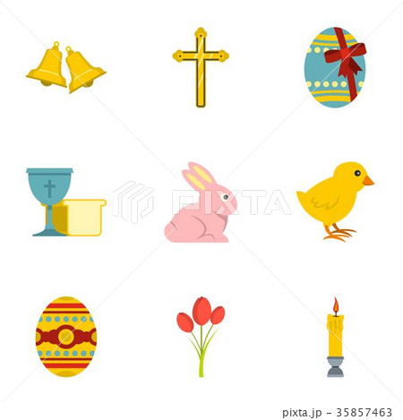 Happy Easter icon set, flat style Happy Easter icon set, flat style 35857463