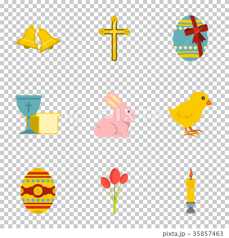 Happy Easter icon set, flat style Happy Easter icon set, flat style 35857463