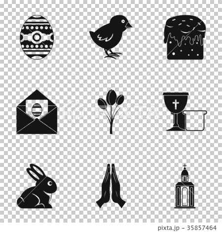 Easter day icon set, simple style Easter day icon set, simple style 35857464
