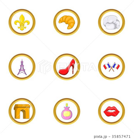 France tourist icon set, cartoon style 35857471