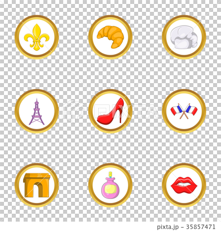 France tourist icon set, cartoon style 35857471