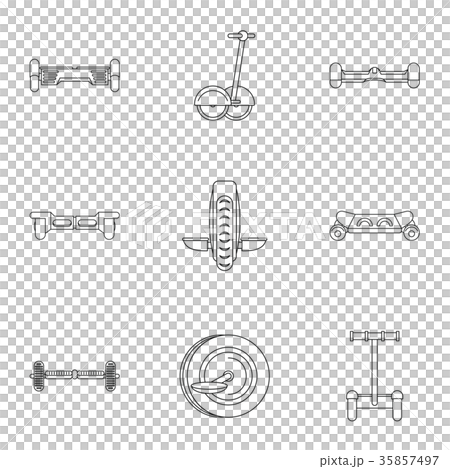 Electric scooter icon set, outline style Electric scooter icon set, outline style 35857497