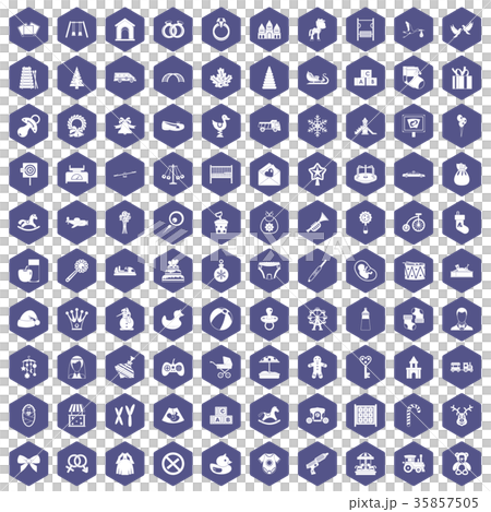 100 baby icons hexagon purple 100 baby icons hexagon purple 35857505