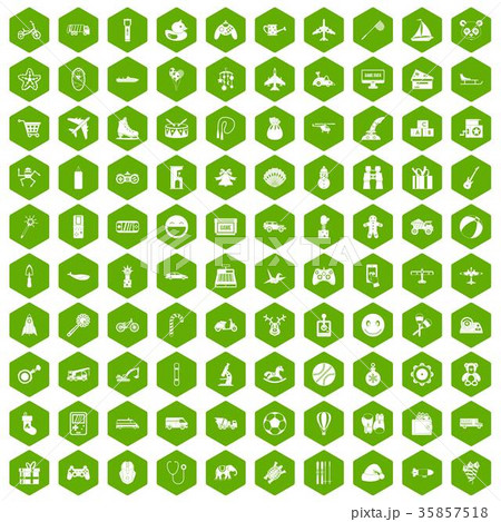 100 toys for kids icons hexagon green 100 toys for kids icons hexagon green 35857518