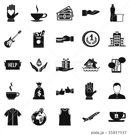 Alms-deed icons set, simple style 35857537