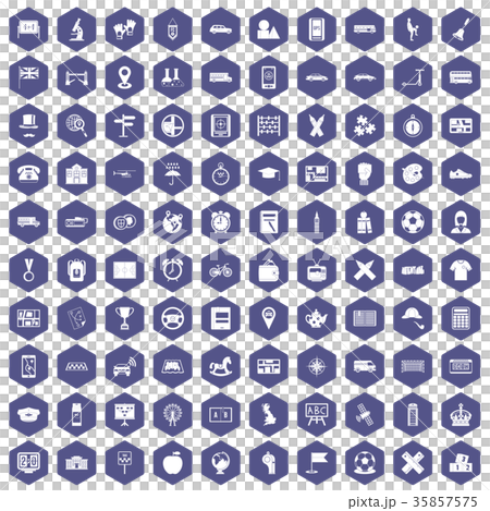 100 bus icons hexagon purple 35857575