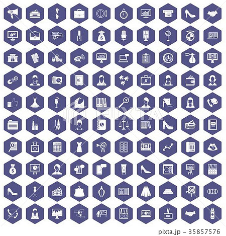 100 business woman icons hexagon purple 35857576