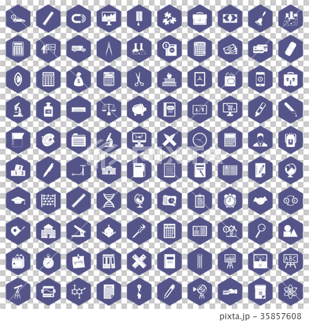 100 calculator icons hexagon purple 35857608