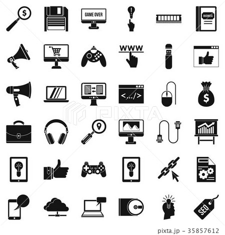 Web mobile icons set, simple style Web mobile icons set, simple style 35857612
