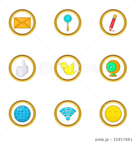 Global net icon set, cartoon style 35857661