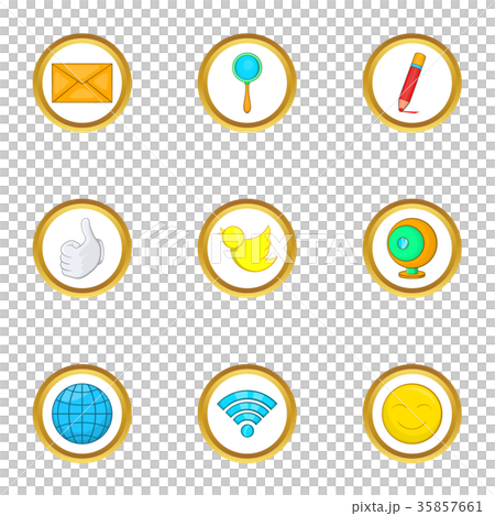 Global net icon set, cartoon style 35857661