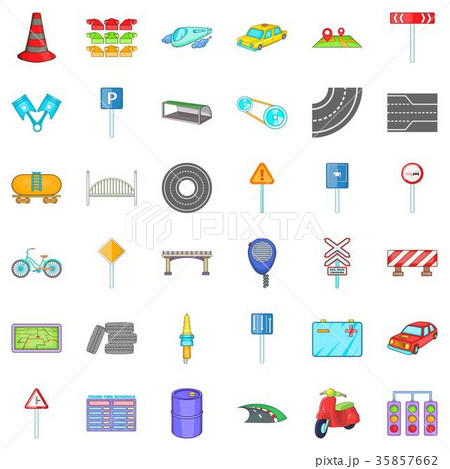 Crossroad icons set, cartoon style 35857662