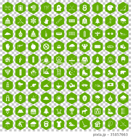 100 winter sport icons hexagon green 100 winter sport icons hexagon green 35857663
