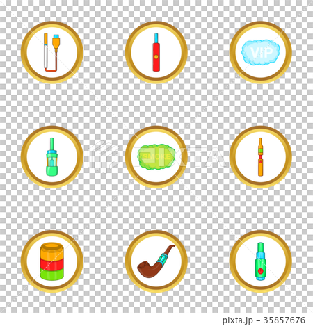 Electronic vape icon set, cartoon style 35857676