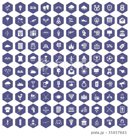 100 arrow icons hexagon purple 35857683