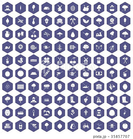 100 agriculture icons hexagon purple 100 agriculture icons hexagon purple 35857707