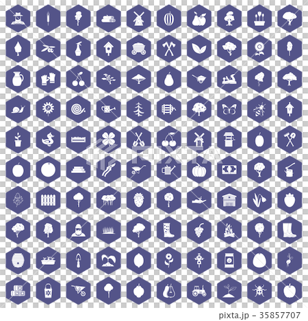 100 agriculture icons hexagon purple 35857707