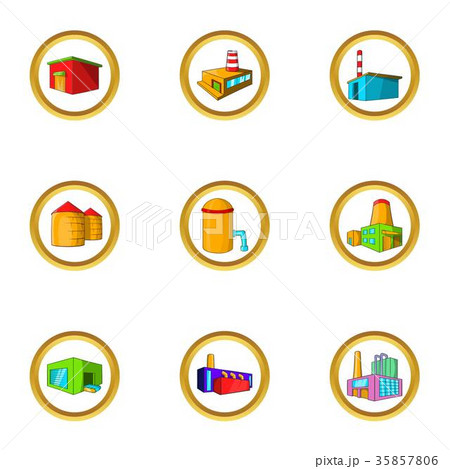 Industrial construction icon set, cartoon style Industrial construction icon set, cartoon style 35857806