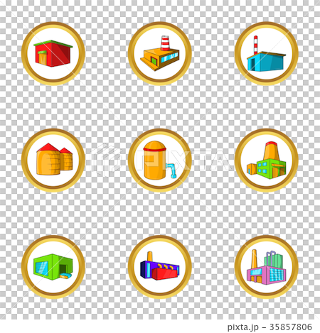 Industrial construction icon set, cartoon style Industrial construction icon set, cartoon style 35857806