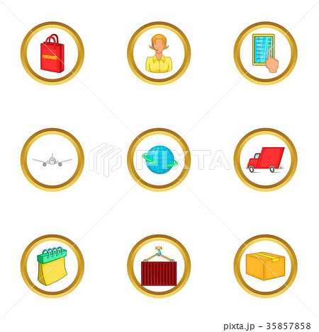 Post service icons set, cartoon style 35857858