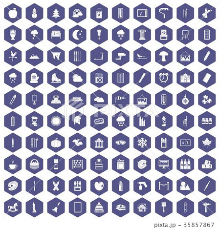 100 drawing icons hexagon purple 35857867