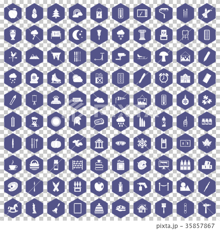 100 drawing icons hexagon purple 35857867