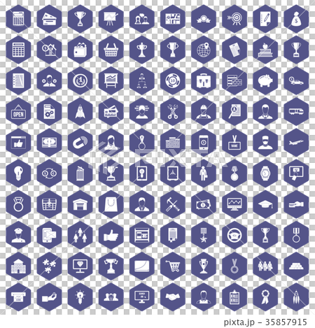 100 business career icons hexagon purple 35857915
