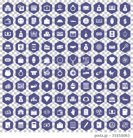 100 deposit icons hexagon purple 35858063