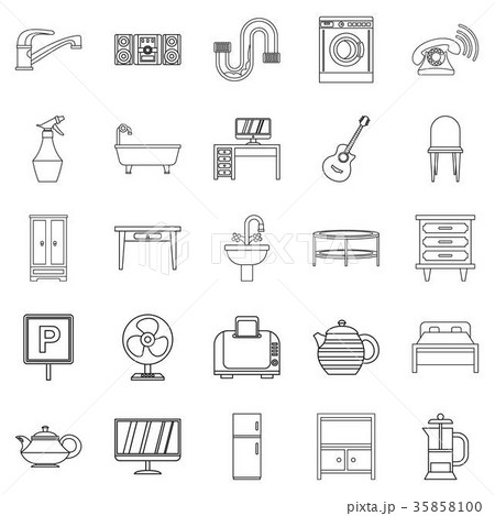 Lodging house icons set, outline style 35858100