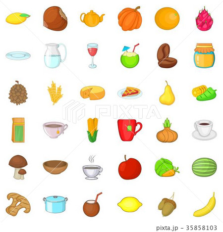 Vegetarian cook icons set, cartoon style 35858103